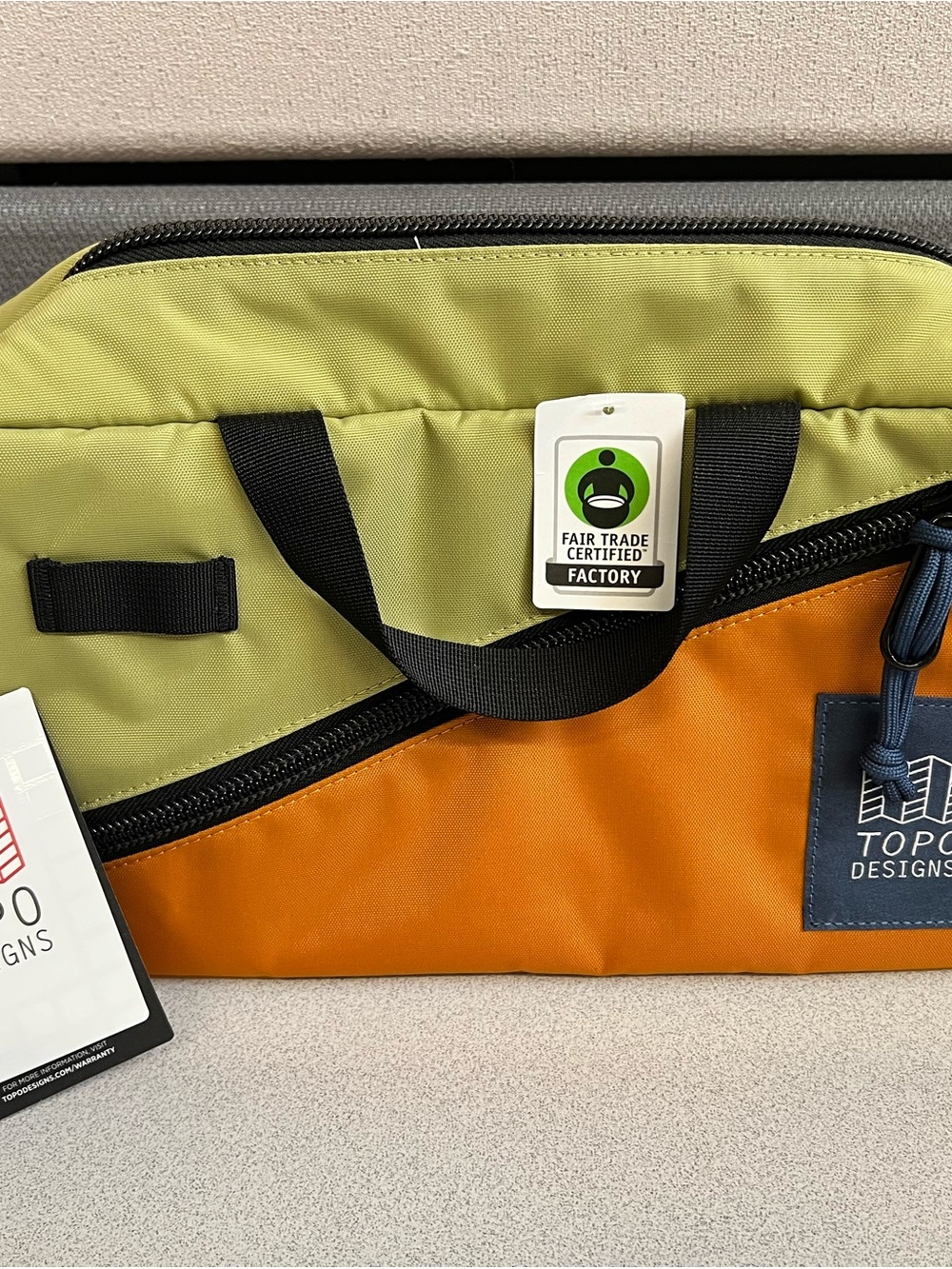 Topo Designs Olive Green & Orange Laptop Bag